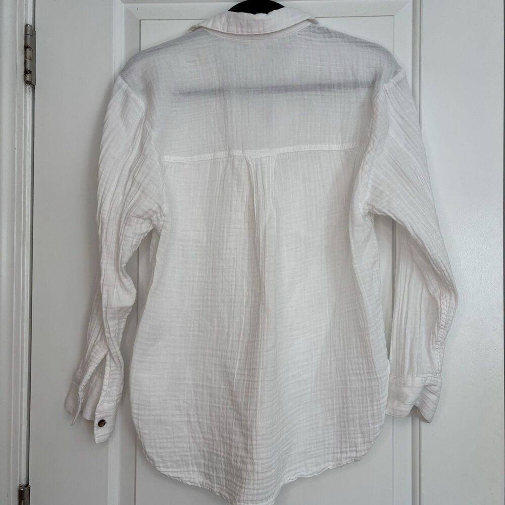 H&M White Cotton Muslin Button Down Shirt Top Extra Small (XS) - Picture 5 of 6